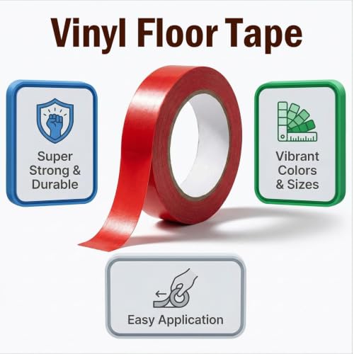 Vinyl Floor Marking Tape - No Residue, Multi-Purpose for Home & Office