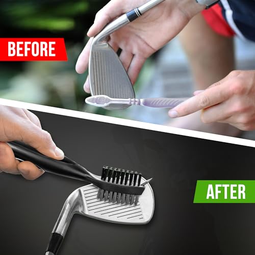 Golf Club Cleaning Brush with Retractable Clip - Ergonomic Design
