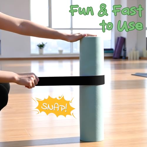 Yoga Mat Strap Slap Band - Black Silicone Holder for Rolled Mats