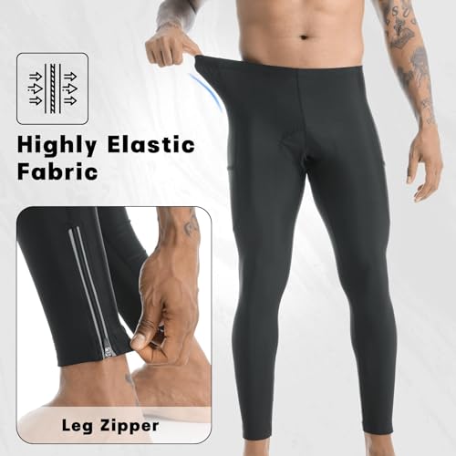 X-TIGER Men's Cycling Tights Large Black Gel Padded Mountain Bike Pants
