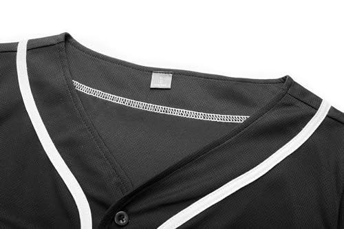 Dolpind Women's Baseball Jersey Shirt Large Black Short Sleeve Button Down