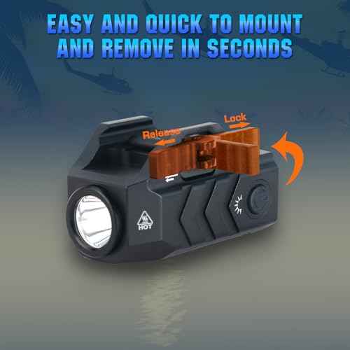 Tactical Flashlight Low Profile Quick Release,Mini Size,Magnetic Rechargeable for Pistol,Airsoft Light,Picatinny Rail Attachments