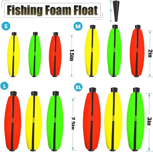 Fishing Floats Slotted - Peg Floats for Catfish - 1.5in, 9pcs