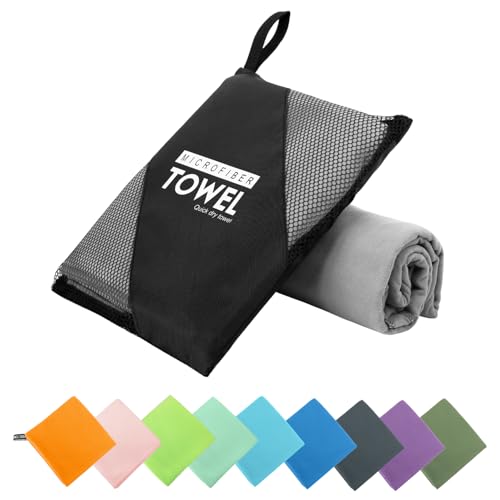 Microfiber Travel Towel - Soft, Lightweight, Quick Dry - XS 12"×24" White Gray