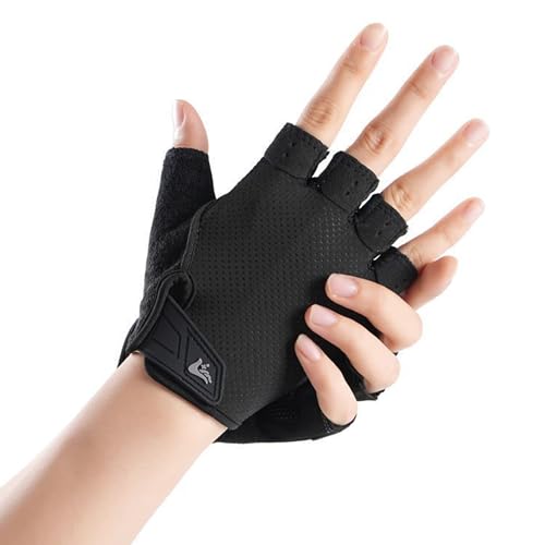 Fingerless Cycling Gloves - Black with Mesh, M Size