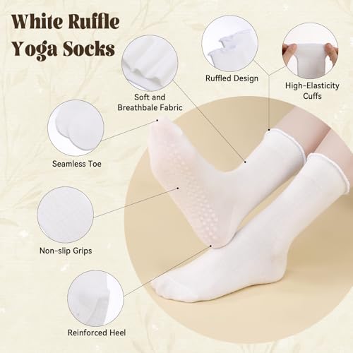 Non-Slip Yoga Socks for Women - Pilates Grip Socks - White