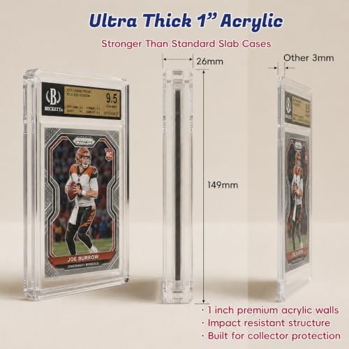 Acrylic Graded Card Display Case for BGS Slabs - 1-Inch Thick, Magnetic Lid