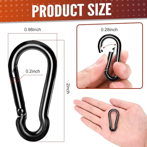 2-Inch Spring Snap Hooks - Heavy Duty Carabiner Clips - 6 Pack