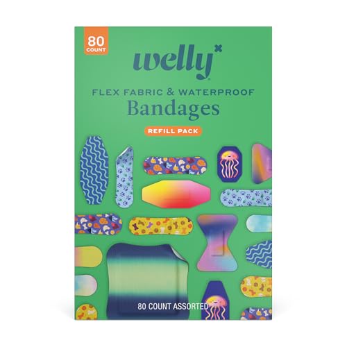 80 Count Family Pack of Flexible Waterproof Bandages - Assorted Sizes & Patterns