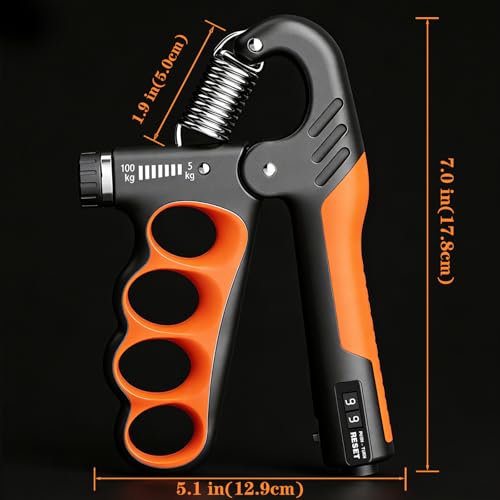 Red Hand Grip Strengthener 11-220LB Adjustable Resistance with Counter - 2PCS