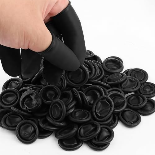 100 Pcs Disposable Silicone Finger Cots - Black Protective Fingertip Covers