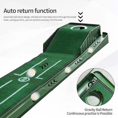 SWINGTEK Indoor Putting Green Mat with Auto Ball Return - Practice Golf at Home or Office