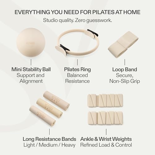 Complete Pilates Set with Ring, Ball, Weights & Bands - Ivory