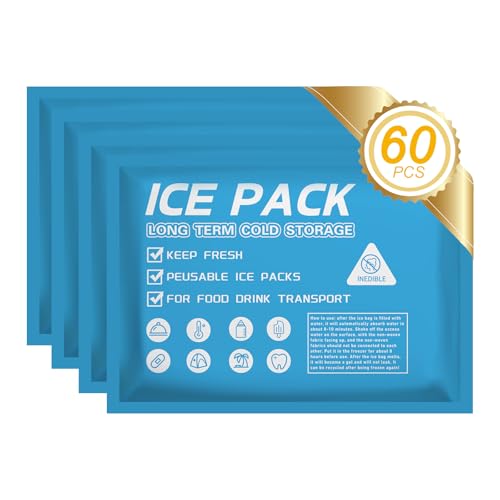 Reusable Ice Packs for Coolers - 60PCS Long Lasting Gel Packs