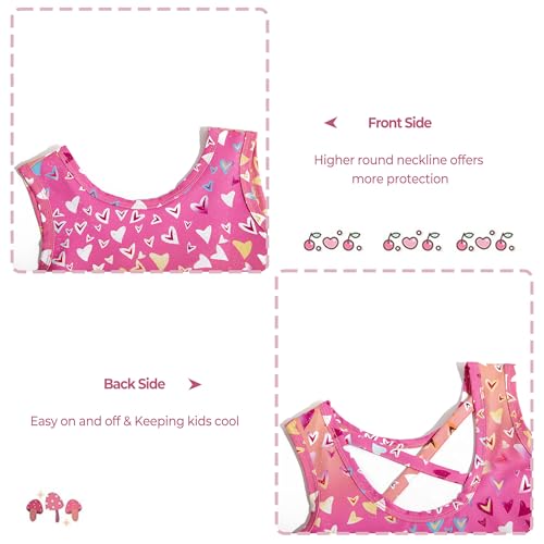 Girls Sparkly Mermaid Gymnastics Leotard with Shorts - Neon Love Heart 5-6Y
