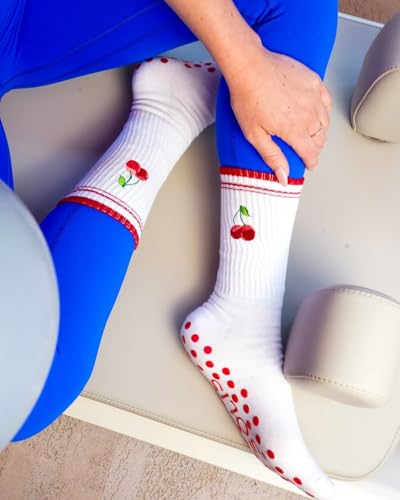 Non-Slip Pilates Socks for Women - Grippy Yoga Crew Sock - One Size