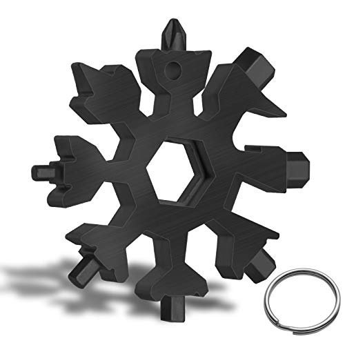 18-in-1 Snowflake Multitool - Portable Stainless Steel Pocket Tool - Black