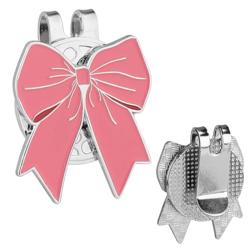 Magnetic Golf Ball Marker Hat Clip - Pink Bow Design