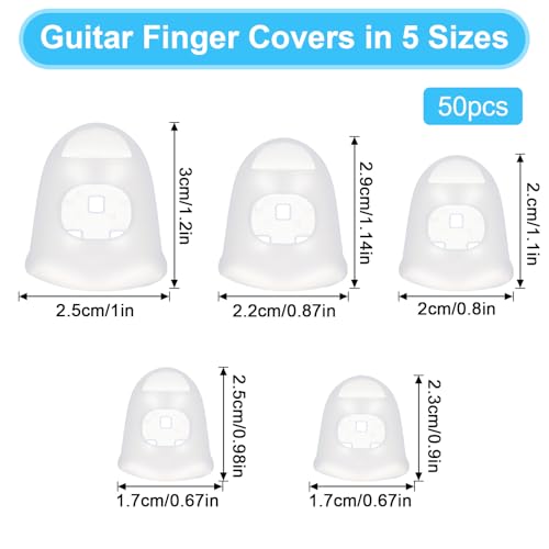Silicone Guitar Finger Covers - 50 Pcs Anti-Slip & Breathable - Transparent