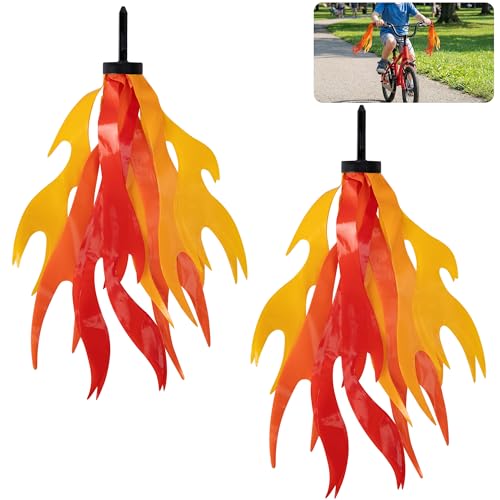 Flame Bicycle Streamers - 10 Inch Red & Orange Tassels, 2 Pcs