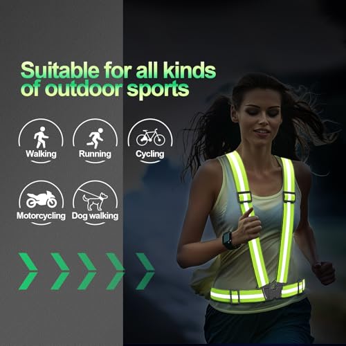High Visibility Reflective Running Vest - Adjustable Safety Gear for Jogging, Biking, Walking