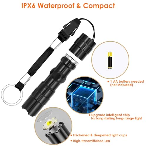 Mini Tactical LED Flashlight - High Lumen Waterproof Pen Light - 1 Pack Black