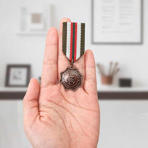 Military Medal Brooch Pins - Vintage Crown Geometric Design - 4 Pack