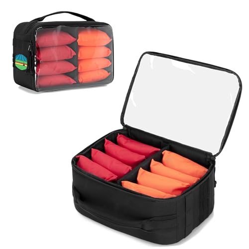 GOBUROS Cornhole Bag Carry Case Holds Up To 8 Bean Bags with Handle & Pocket