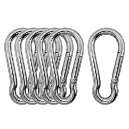 Heavy Duty 316 Stainless Steel Carabiners - 2.76 Inch, 6pcs Silver