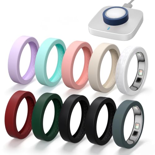 Oura Ring 5 Cover - 10 Pack Ultra-Thin Silicone Set - Assorted Colors S (6/7/8/9)