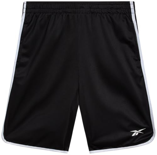 Boys Breathable Mesh Athletic Shorts - Black & White Panel, Size 14-16
