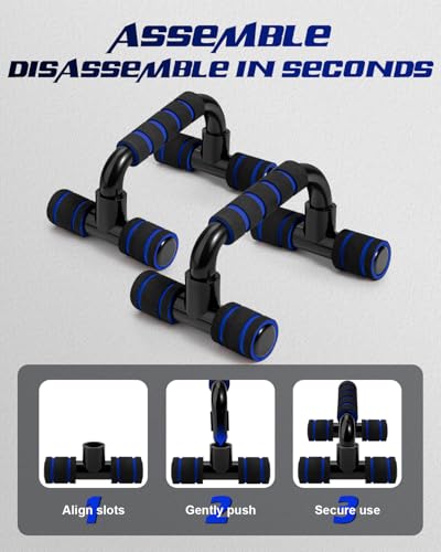 Ergonomic Push Up Bars - Portable Handles for Strength Training - Blue