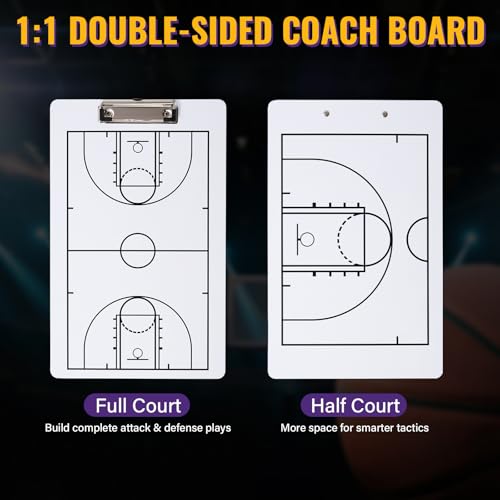 Double-Sided Basketball Coaching Board - Portable Dry Erase