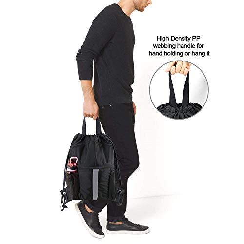 X-Large Black Drawstring Backpack with Shoe Compartment