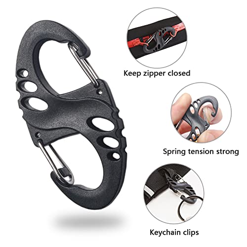 12 Pack Black 2" Plastic Carabiner Clips - Keychain Hooks