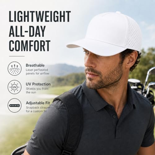 Syimnuor White Waterproof Quick Dry Baseball Cap Snapback Trucker Hat for Men Women