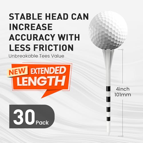 Extra Long Golf Tees - 4 Inch White Plastic Tees for Accurate Shots