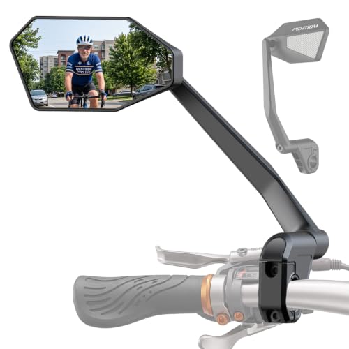 PidZoom Bike Mirror Rear View 1 Pack – Tool-Free Folding, 360° Adjustable, Large HD Mirror