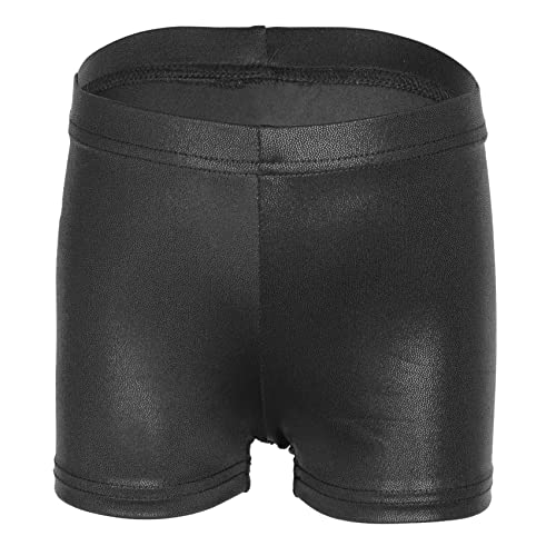 Solid Color Girls' Sparkle Gymnastics Shorts - Black, 6-7 Years
