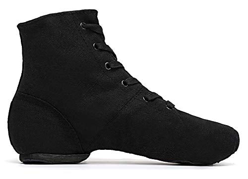Smithmelody Canvas Jazz Dance Boots for Adults - Black 8.5