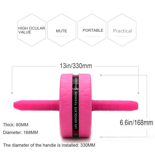 Ab Roller Wheel Set for Abs Workout - Includes Knee Mat & Jump Rope - Pink