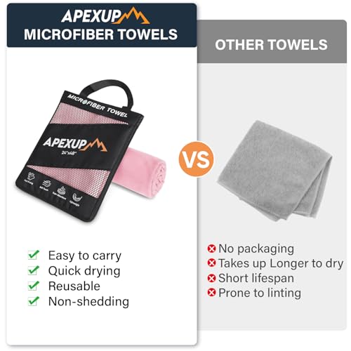 Microfiber Travel Towel - Ultra Absorbent Quick Dry - 24"×12" Pale Rose