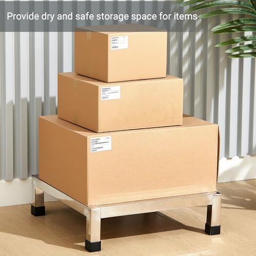 2 Pack Dunnage Rack,15.7"X11.8"X3.5" Stainless Steel Dunnage Racks,Kitchen Basement Garage Storage Racks,1000 lbs Capacity