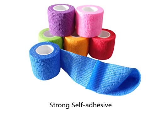 Self-Adhesive Bandage Wrap - 2 Inch, 6 Pack, Mixed Colors
