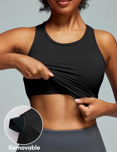 IUGA Built-In Bra Racerback Workout Tank Top for Women – Large, Black