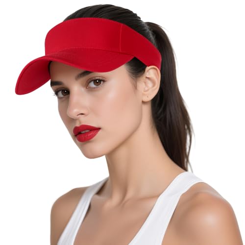 Sport Sun Visor Hat - One Size Red for Men & Women