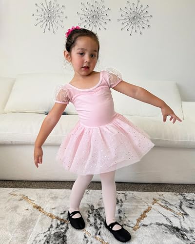 Girls Ballet Dance Tights - Footed High Waist Opaque - 4-6 Years Ballet Pink
