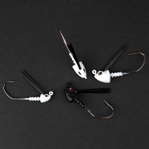 Black 1/4oz Weedless Swimbait Jig Heads - 8 Pack for Bass Fishing