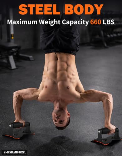 Heavy Duty Steel Push Up Bars with Non-Slip Base - 660 LBS Capacity