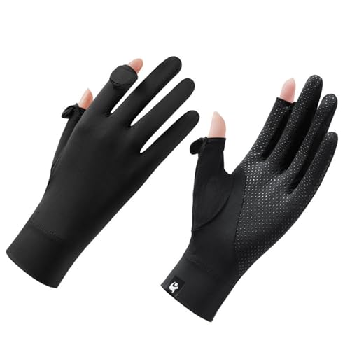 Thin Ice Silk Sun Gloves for Women - UV Protection Black